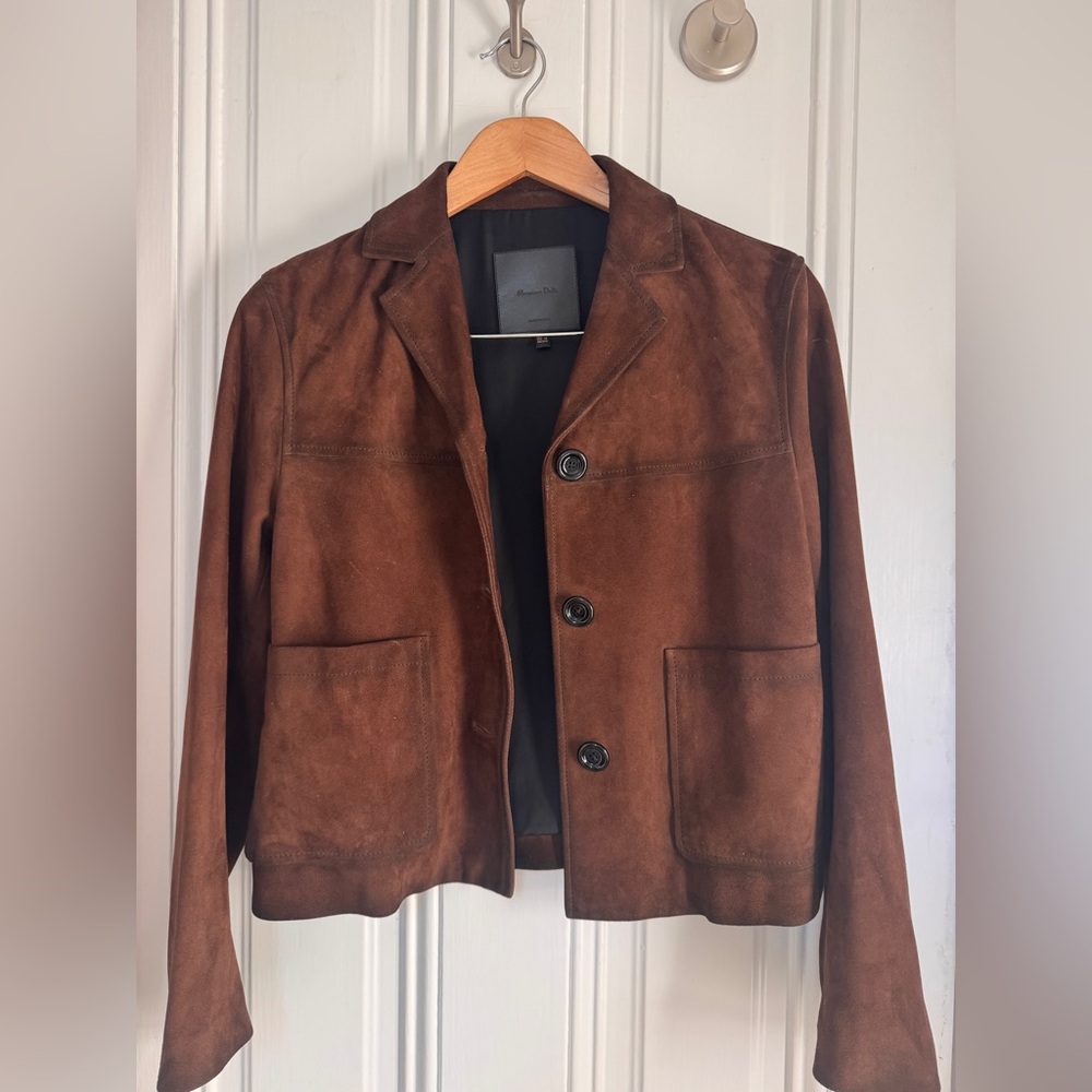 Massimo Dutti SHORT SUEDE LEATHER JACKET WITH POCKET DETAILS